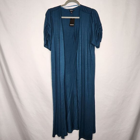 1X 14W 16W Torrid Blue Long Duster Sweater Short Lightweight Layering Fit Flare - Picture 2 of 7